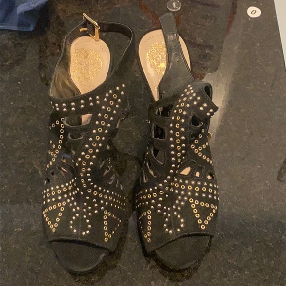 Open toe Suede Black studded bootie - Picture 2 of 5